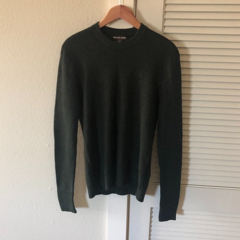 *last week*  green waffle knit wool blend sweater